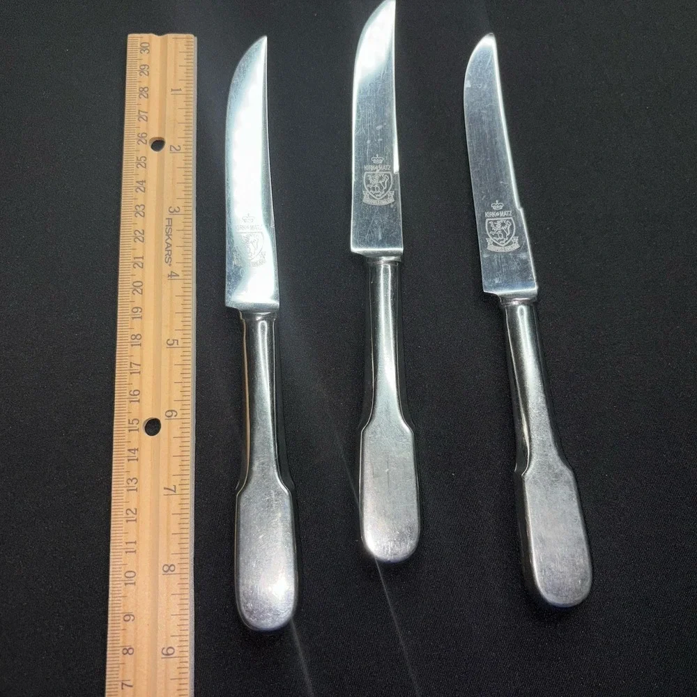 Set 3 Kirk & Matz‎ Classic Steak Knives Forged Stainless Sheffield England Rare